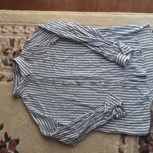 Mango Pinstripe Blue and White Shirt